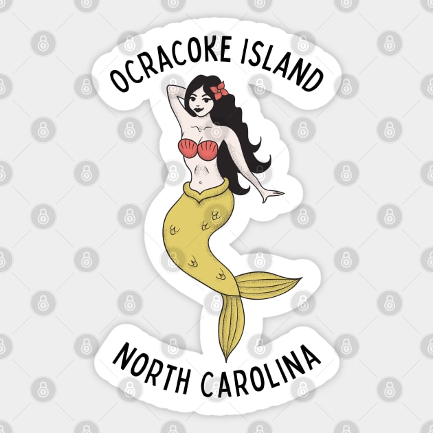 Okracoke Island North Carolina Mermaid Sticker by carolinafound